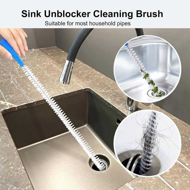 Adove Drain Cleaning Brush 2pack, Long Drain Clog Remover Tool 23.6inch, Pipe Brush Cleaner with Nylon Bristles, Sink Drain Cleaner for Toilet, Kitchen Sink, Bathroom Tub, Shower, and Sewer Drain - Image 2